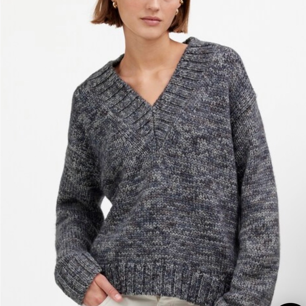Madewell Spray-dyed V-neck Oversized Sweater medium gray NWT